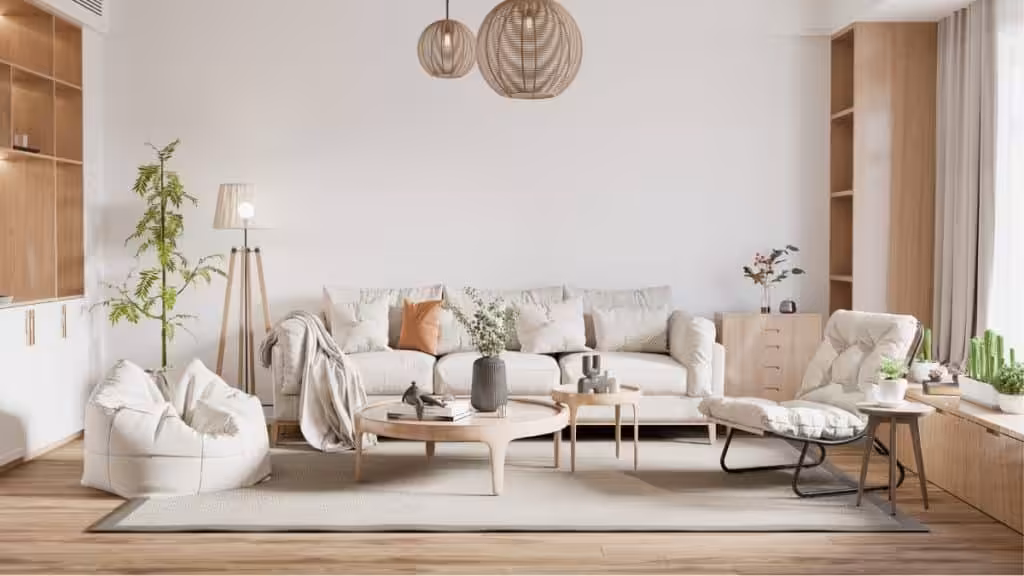 Home cleaning experts preparing a spotless living room for residents.