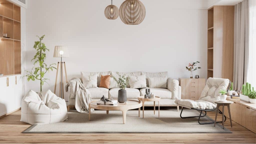 Home cleaning experts preparing a spotless living room for residents.